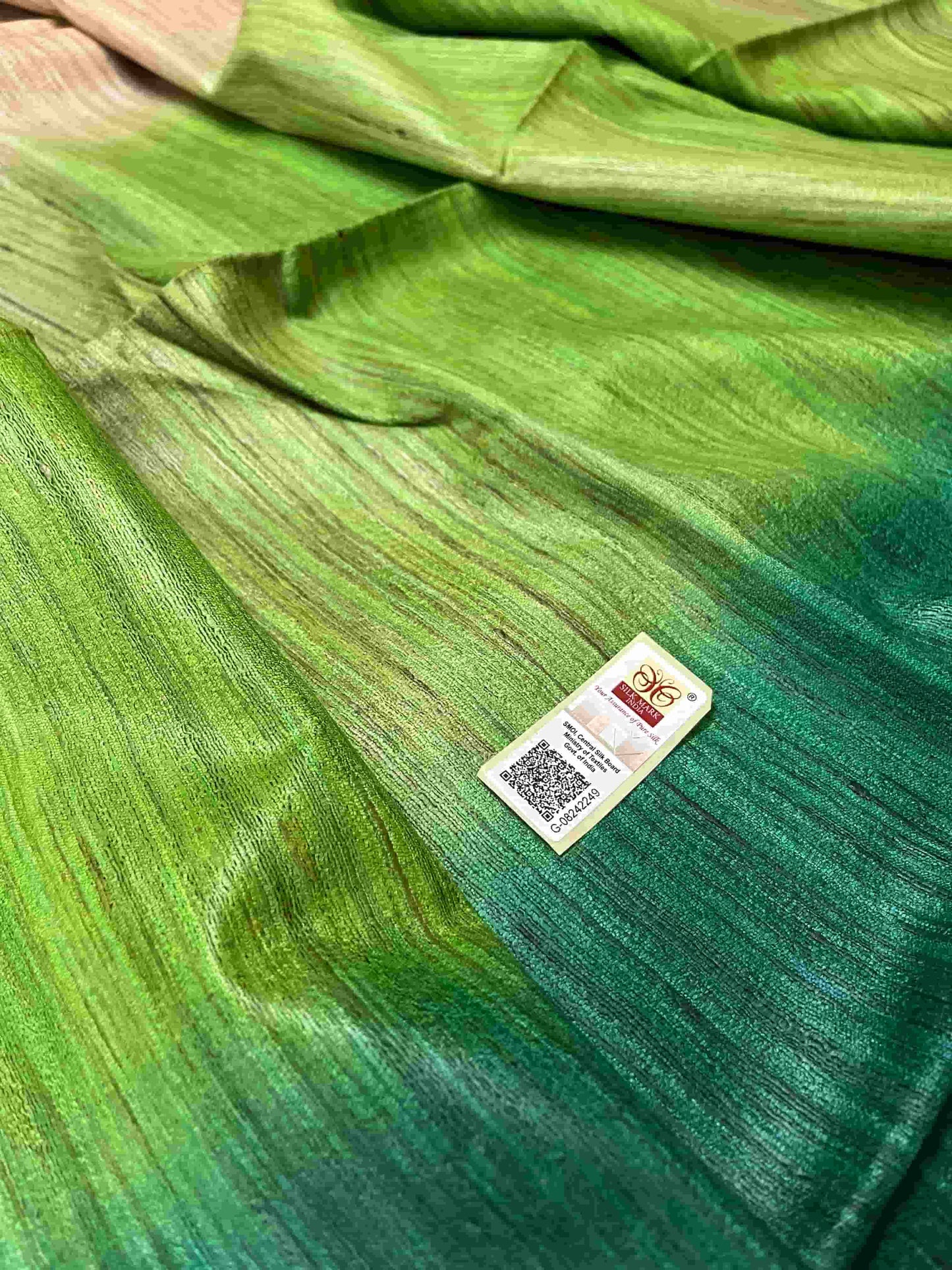 Bottle Green Ghicha Silk Sarees with Certified Silk Mark