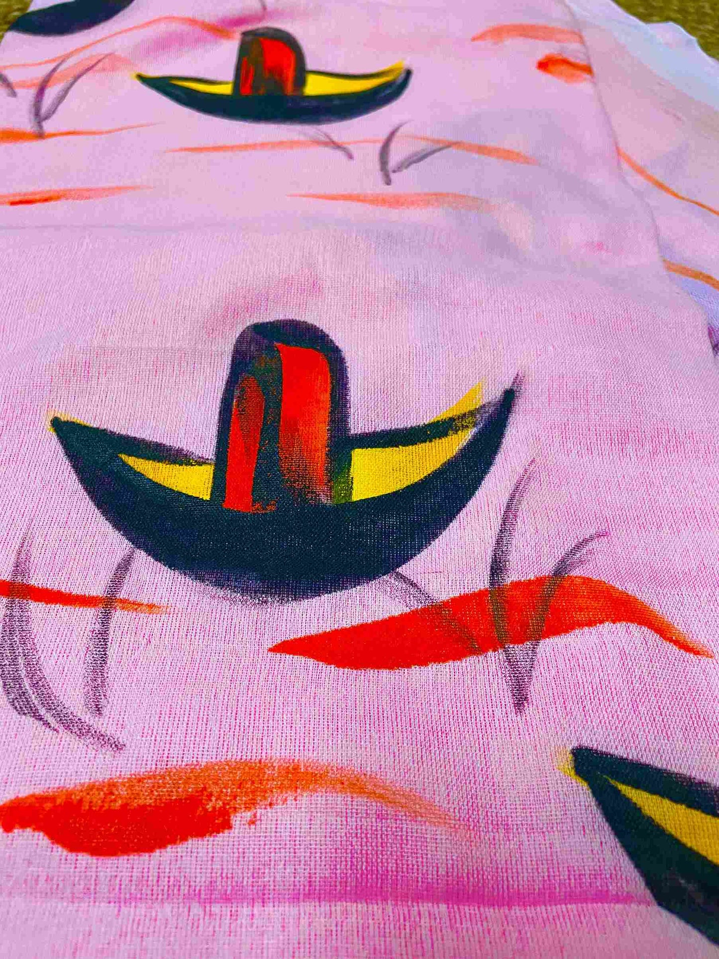 Handwoven and hand-painted mul cotton saree – Perfect for ethnic and festive wear.