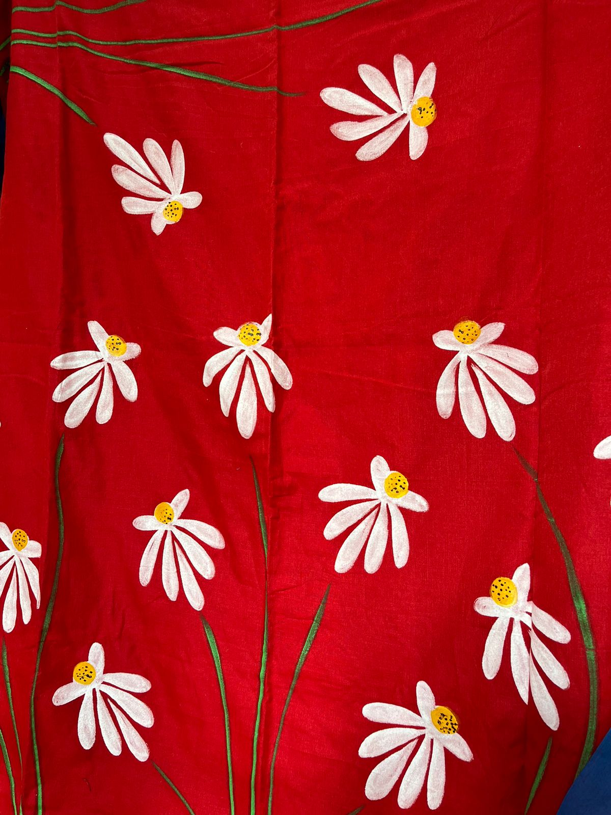 Red Hand Painted Shapla Mul-Cotton Saree by Desi Aadat