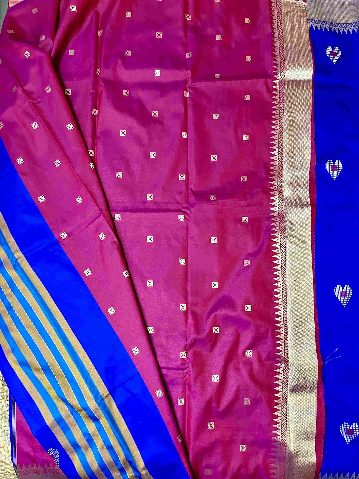 Luxury Ethnic Wear - Semi Katan Silk Saree with Kalakshetra Weave