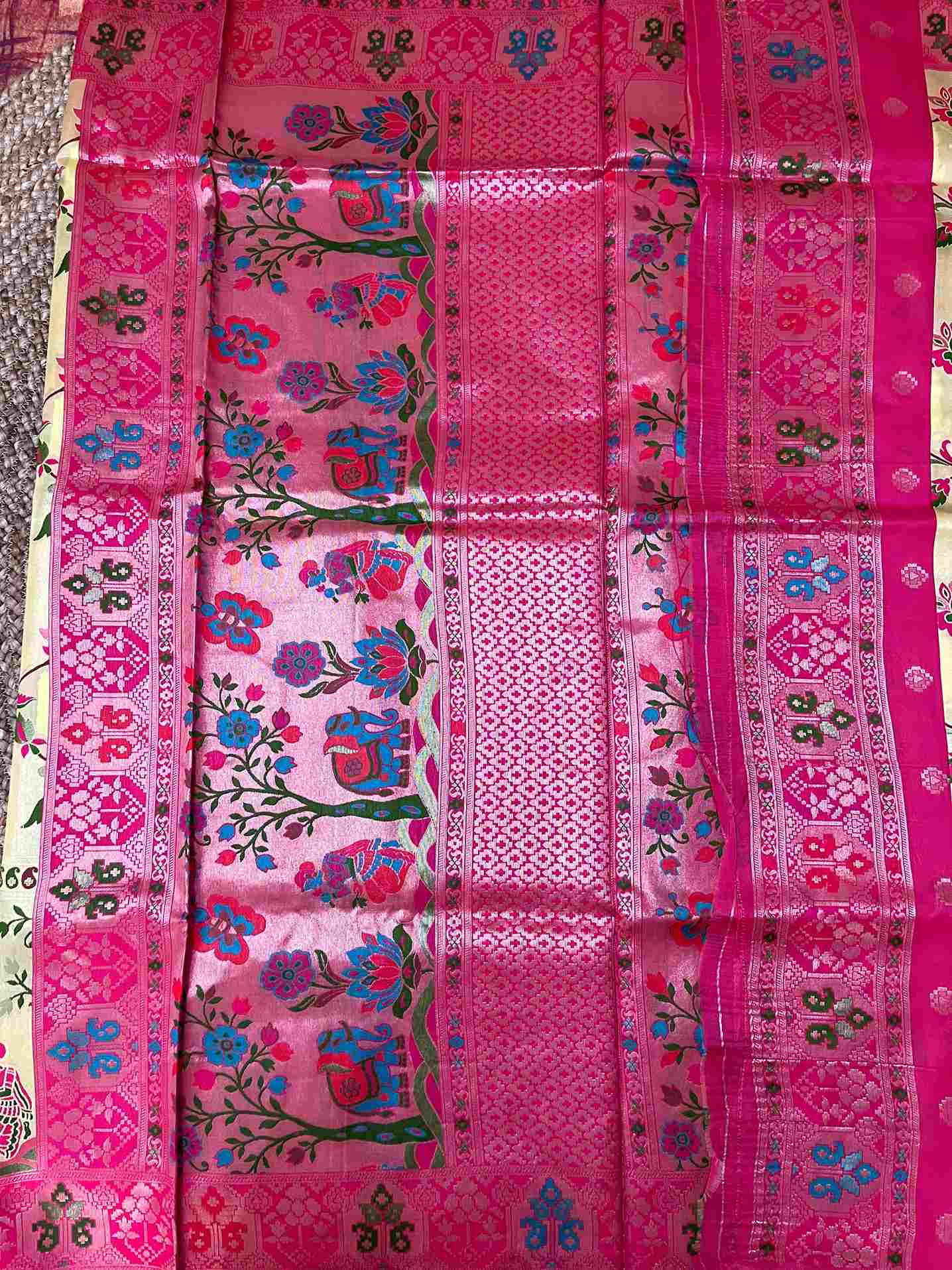 Silk Tissue Jaal Work Saree - Yellow | Handmade Luxury Ethnic Wear by Desi Aadat