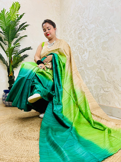 Traditional Saree Look in Pure Ghicha Silk