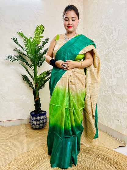 Traditional Saree Look in Pure Ghicha Silk