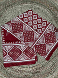 Maroon Red Gujarati Stitch Saree with Kutch & Kantha fusion embroidery on blended Bangalore silk by Desi Aadat