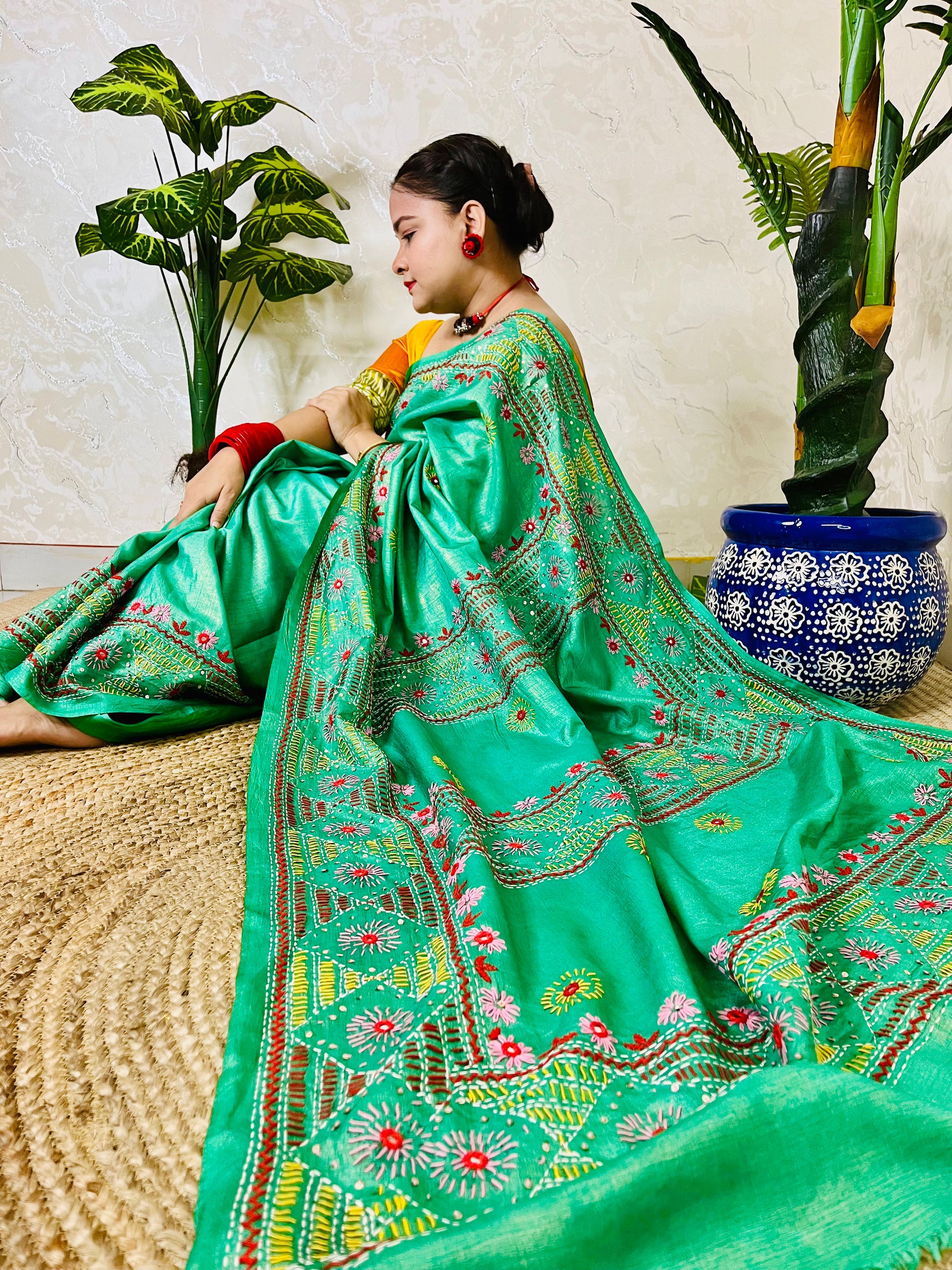 Premium Lambani handstitched saree lightweight tissue silk festive wear