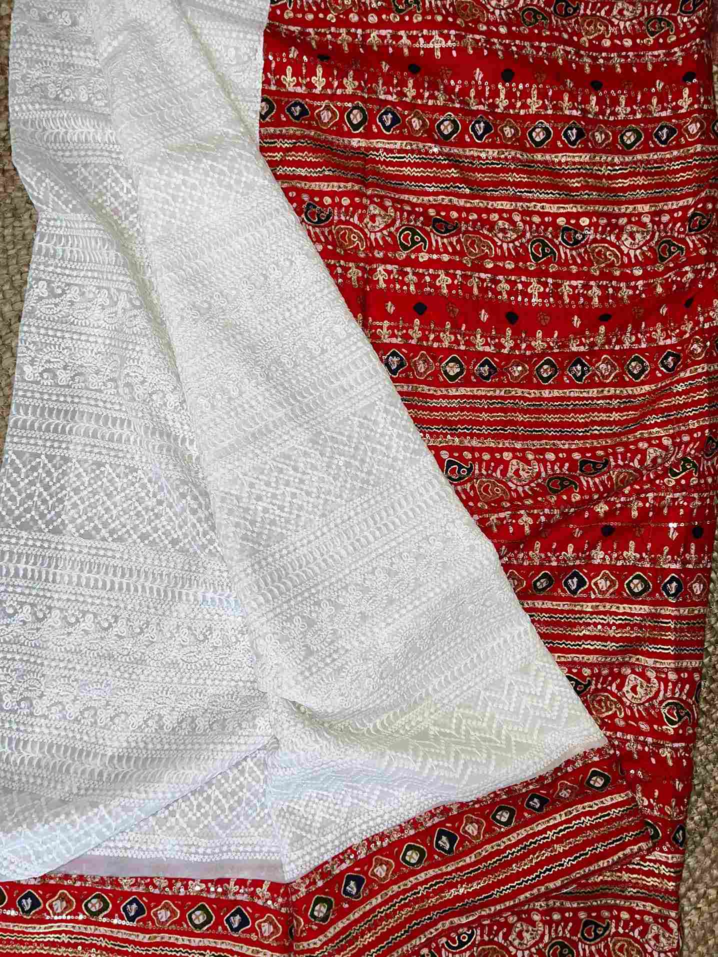 Patola Chikankari Work Georgette Saree with handwoven embroidery by Desi Aadat