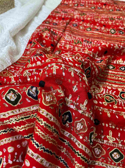 Stylish woman in Patola Chikankari georgette saree showcasing Desi Aadat’s design