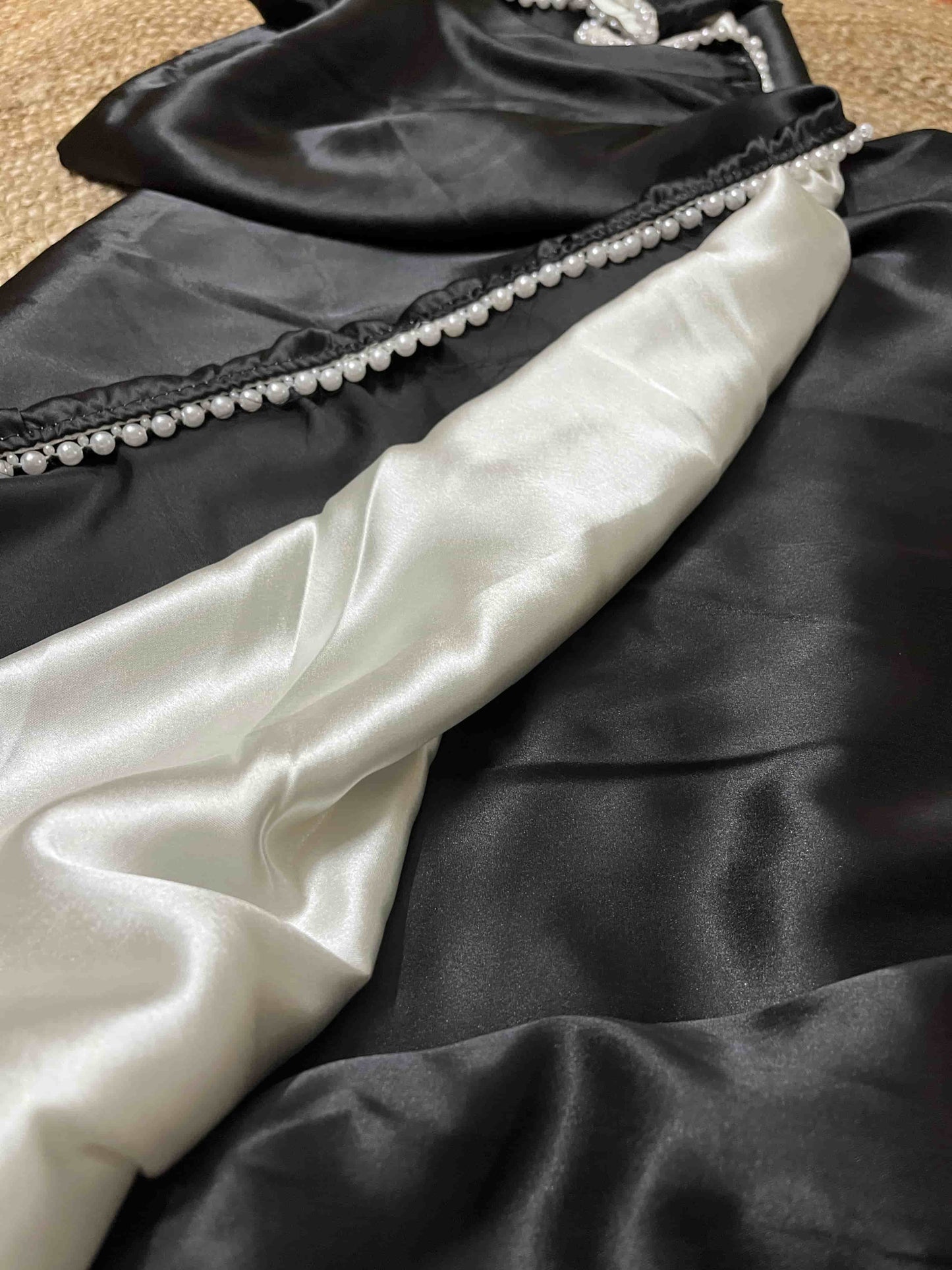 Handwoven Satin Silk Saree in Black – Desi Aadat Exclusive