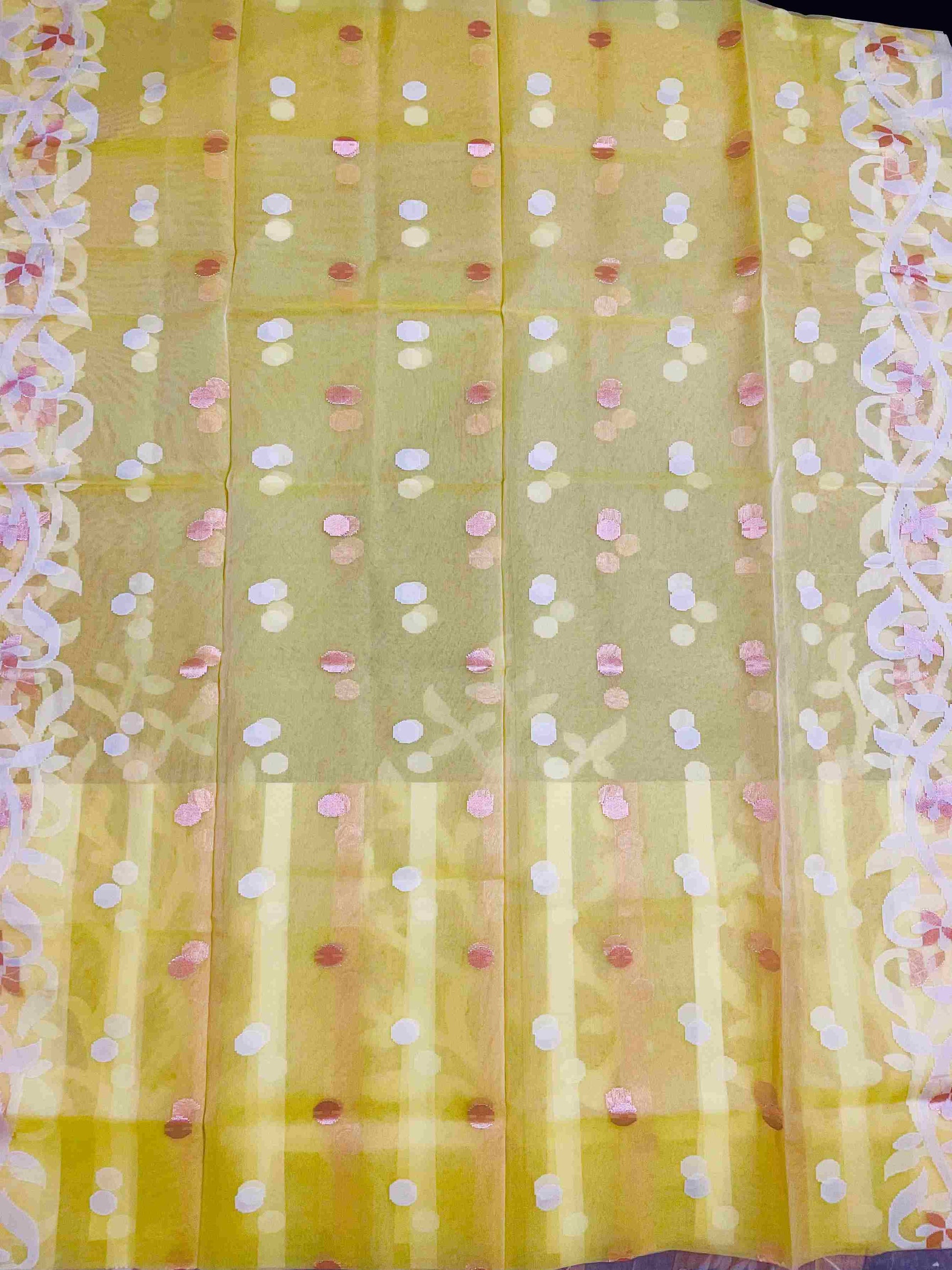 Resham Silk Muslin Saree with Jamdani handloom weave by Desi Aadat
