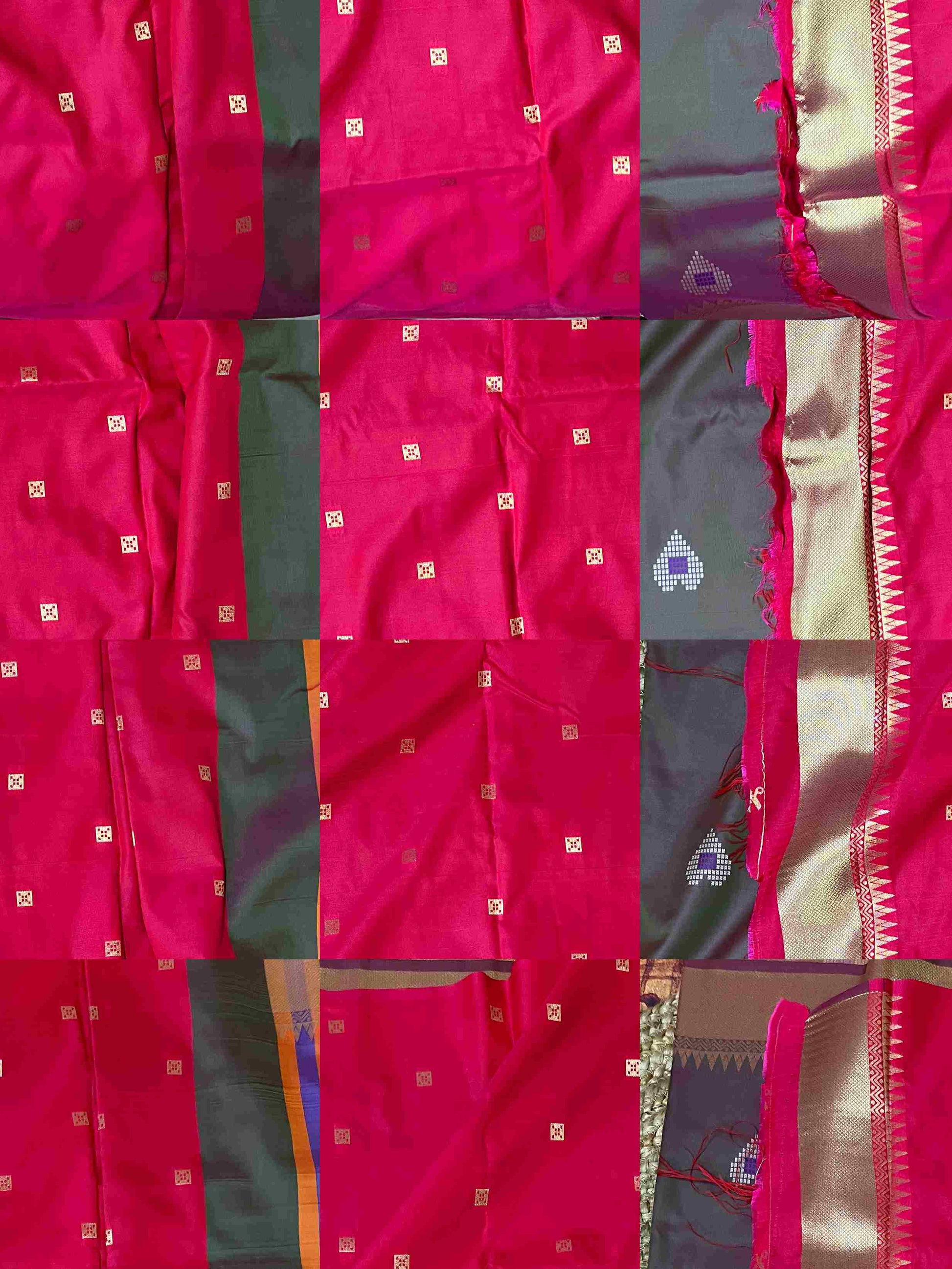 Traditional Semi Katan Kalakshetra Silk Saree in Bottle Green