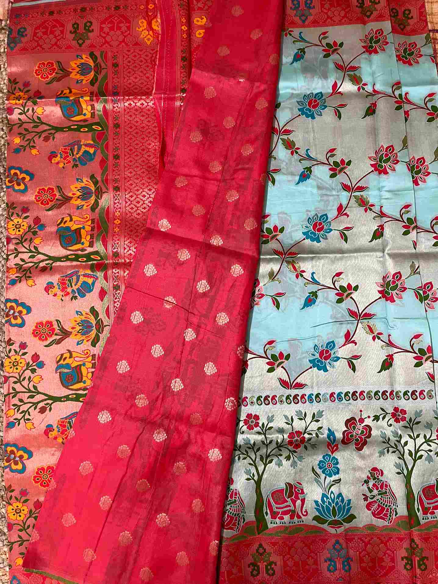 Silk Tissue Jaal Work Saree - Light Blue | Handmade Luxury Ethnic Wear by Desi Aadat