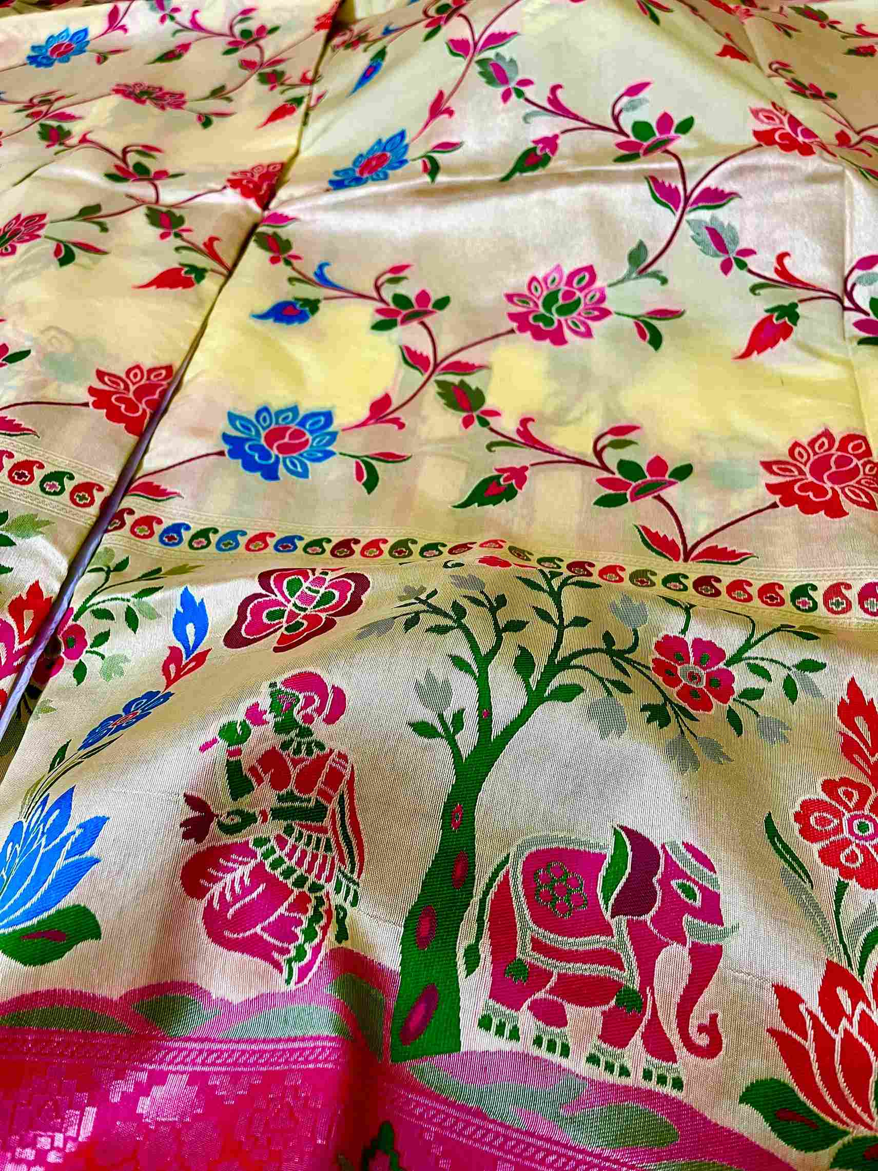 Silk Tissue Jaal Work Saree - Yellow | Handmade Luxury Ethnic Wear by Desi Aadat