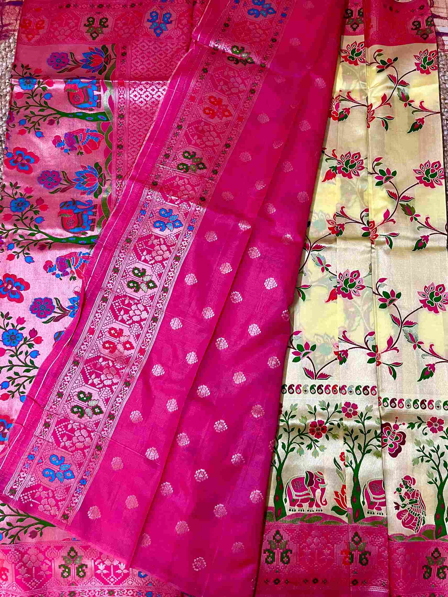 Silk Tissue Jaal Work Saree - Yellow | Handmade Luxury Ethnic Wear by Desi Aadat
